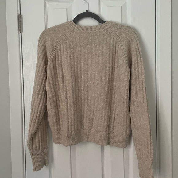 Beige Ribbed Knit Sweater - Picture 3 of 3